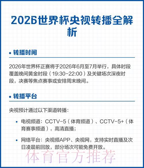 2026年世界杯免费高清直播观看渠道汇总